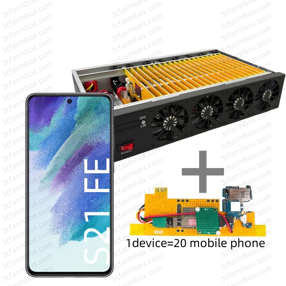 8 Cooling Fans Box Phone Farm S21 FE 6/128GB USB/WIFI + LAN/OTG