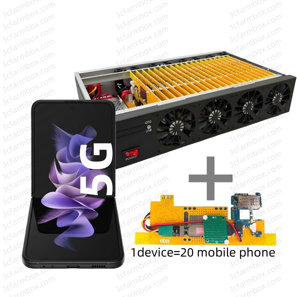 8 Cooling Fans Box Phone Farm Z Flip3 8/128GB USB/WIFI + LAN/OTG